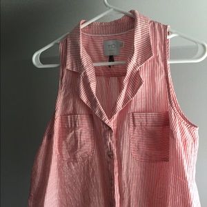 Pink and white striped blouse from Anthropologie